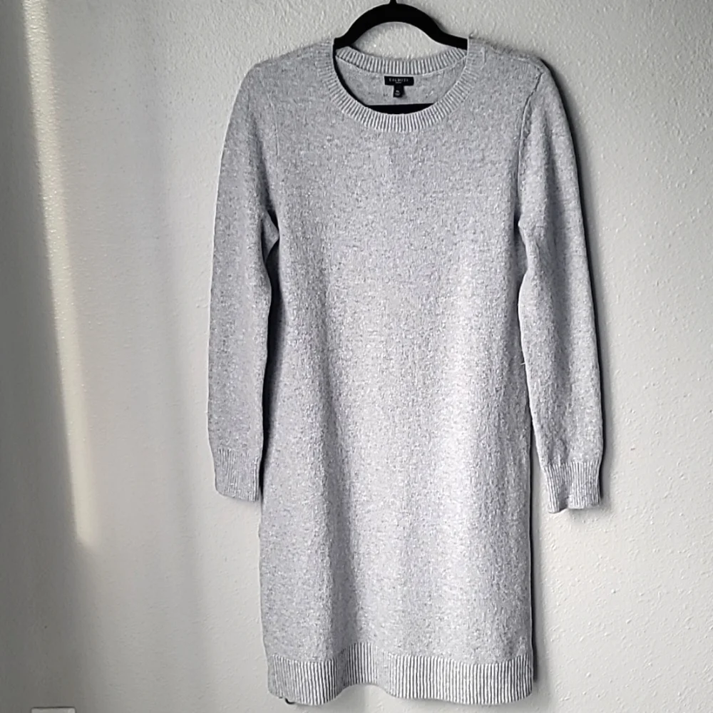 Talbots NWT Essential Knit Sweater Dress Size Medium Petite Color Heather Grey - Picture 4 of 10